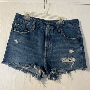 Levi's Blue Distressed Jean Shorts